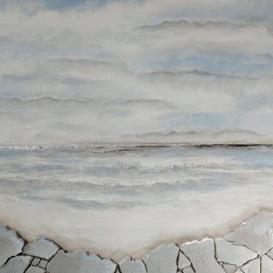 paysage de mer gris bleu et argenté
