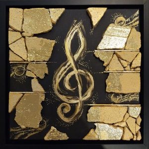 Tableau vibrations musicales 30x30cm
